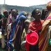 A group of displaced Somalis at a food distribution centre