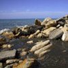 Environmental degradation: toxic effluent flows from this rubbish mountain in Sidon, Lebanon, directly into the sea