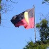 The Australian aboriginal flag flying in Victoria Square, Adelaide.