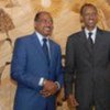 Le président du Rwanda, Paul Kagame (à droite), avec le directeur d'ONUSIDA, Michel Sidibé.