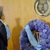 US President Barack Obama lays  wreath in honour of victims of the August 2003 attack on the UN office in Iraq