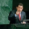 Venezuelan President Hugo Chávez addresses the UN General Assemly in 2001.