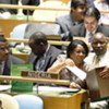 Nigerian delegation casts vote during the secret-ballot election in the General Assembly