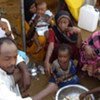 A group of forcibly displaced people in north Yemen.