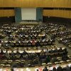 Overview of delegates attending an international meeting in Geneva on urban refugees