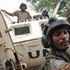 UN peacekeepers from Zambia on patrol in Sudan