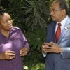 Executive Director of UNAIDS Michel Sidibé (right) with Sheila Tlou of Botswana