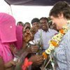 UNDP Administrator Helen Clark (right) at a road side reception during a field trip to Rajasthan, India