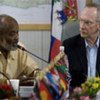 Edmond Mulet (right) with Haitian President René Préval (file)