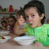 Children having fortified food in a kindergarten in northern Turkmenistan