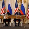 US President Barack Obama (left) and Russian President Dmitry Medvedev sign nuclear treaty