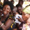 Burundian women at Katumba settlement cheer after hearing that they will become Tanzanian citizens