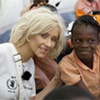 WFP Ambassador Against Hunger Christina Aguilera meets children in Leogane, Haiti.