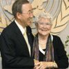 Secretary-General Ban Ki-moon  with Mrs. Patterson at UN Headquarters in New York