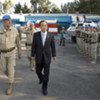 Secretary-General Ban Ki-moon (right) on a visit to UNDOF [File Photo]