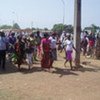 Protesters in Odienné, northern Côte d'Ivoire, followiing the dissolution of the  government in February 2010