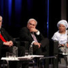 IMF’s Strauss-Kahn (c) with ILO Director-General Juan Somavia (l), Liberian President Ellen Johnson Sirleaf at Oslo conference