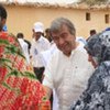 High Commissioner António Guterres meets Saharawi women on his way to a UNHCR-funded project in Tindouf.
