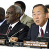 Secretary-General Ban Ki-moon (right) and Sudanese Vice President Ali Osman Taha attend ministerial meeting