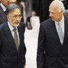 Special Representative Staffan de Mistura (right) and Afghanistan’s Foreign Minister Zalmai Rassoul at the Security Council