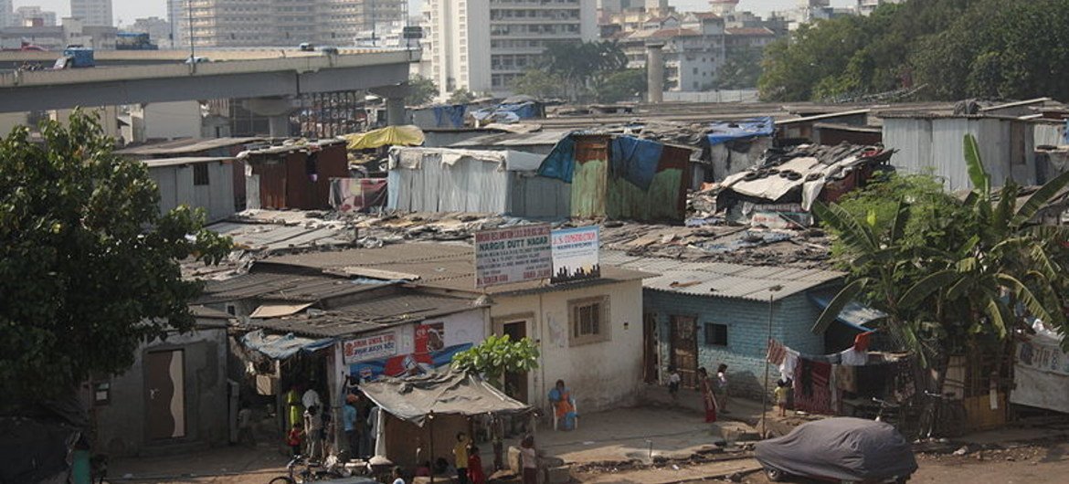 Un bidonville en Inde.
