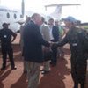 Special Representative Roger Meece is welcomed by MONUSCO contingent commanders in Dungu, DRC