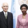 President of the ICJ, Hisashi Owada (left), meets with Deputy Secretary-General Asha-Rose Migiro