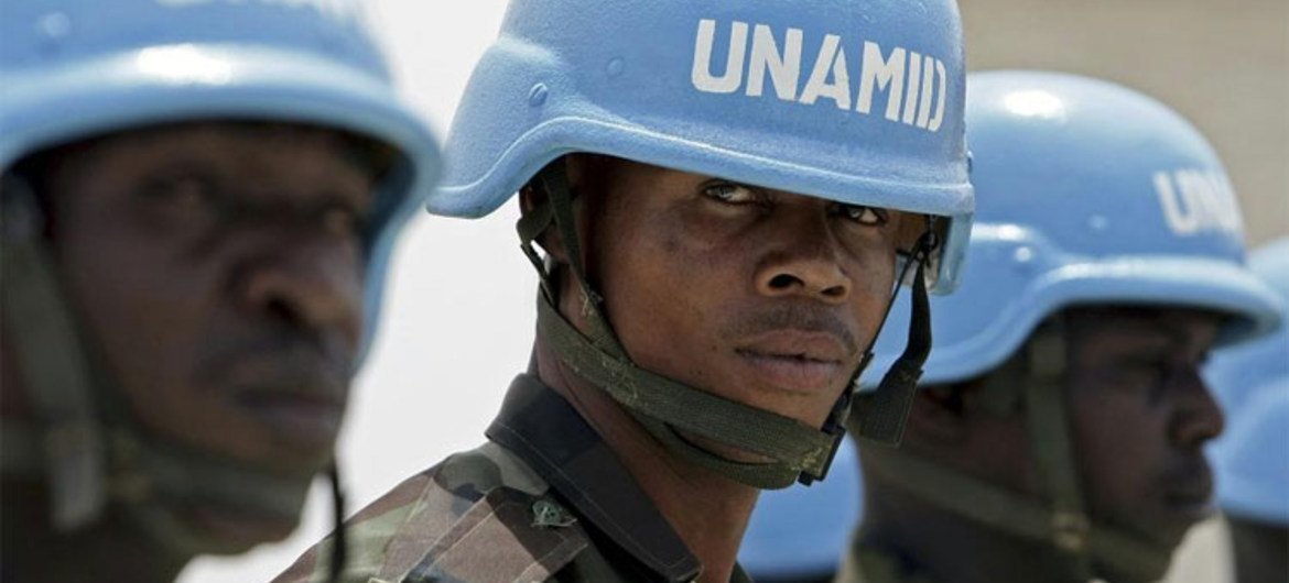 UN Peacekeepers serving with joint United Nations-African Union Mission (UNAMID) in Darfur