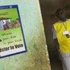 Un centre d'inscription des électeurs dans un camp de déplacés à Khartoum.