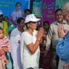 UNICEF chief Anthony Lake (right) with villagers in Rampur Ratnakar, India