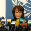 Human Rights Director of the UN Assistance Mission in Afghanistan Georgette Gagnon addresses news conference in Kabul