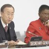 Secretary-General Ban Ki-moon and humanitarian chief Valerie Amos at the CERF high-level conference
