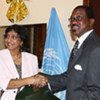 UN Rights Chief Navi Pillay (left) with Senegal’s Foreign Minister Madické Niang after the signing of a Memorandum of Understanding