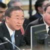 Le Secrétaire général de l'ONU, Ban Ki-moon, lors de la Conférence internationale sur la Libye organisée à Londres