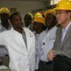Secretary-General Ban Ki-moon (right) tours the Olkaria Geothermal Power Station in Rift Valley, Kenya