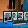 Cérémonie en hommage aux employés de la Mission de l'ONU tués en Afghanistan lors d'une attaque le 1er avril 2011.