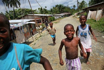 Afro-Colombian children displaced from their rural homes, find refuge near the city of Buenaventura.