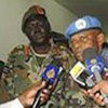 UNMIS Force Commander Maj. Gen. Moses Bisong Obi speaks to reporters