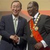 Secretary-General Ban Ki-moon with newly inaugurated President Alassane Ouattara of Côte d'Ivoire