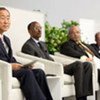 Secretary-General Ban Ki-moon (left) and other officials at an event at the high level meeting on AIDS