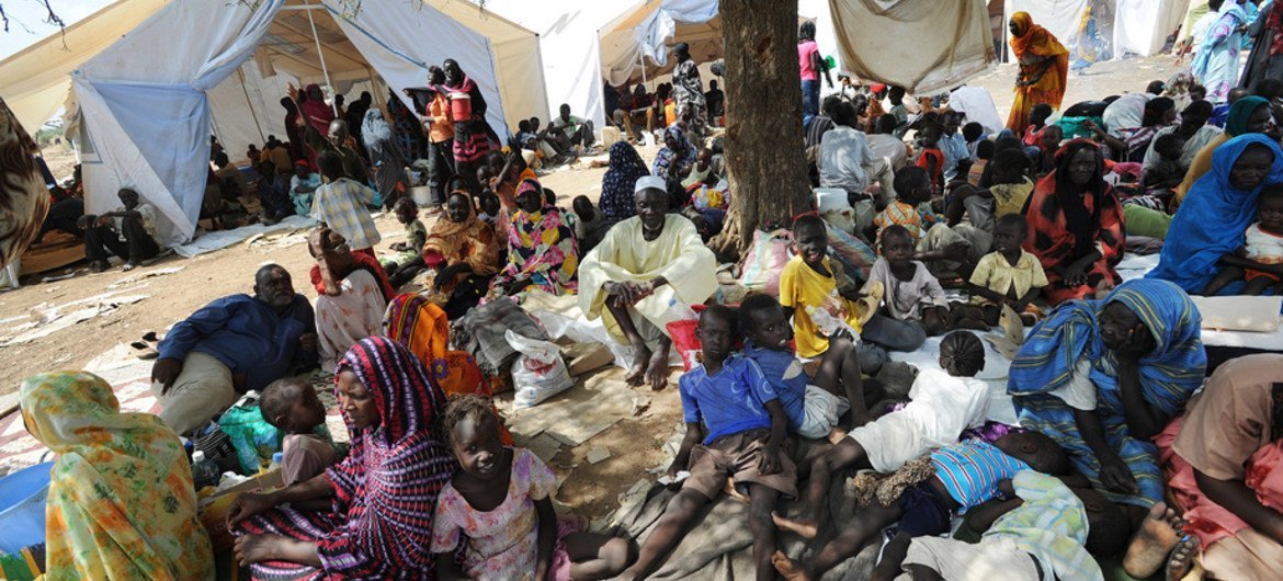 Thousands of people displaced by conflict in Kordofan State have sought refuge in an area secured by UNMIS.