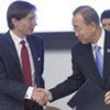 Secretary-General Ban Ki-moon (right) and Amb. Peter Wittig of Germany at panel discussion on children and armed conflict