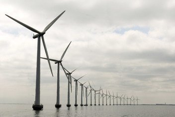 Middelgruden offshore wind farm which was developed off the Danish coast in 2000 and consists of 20 turbines.