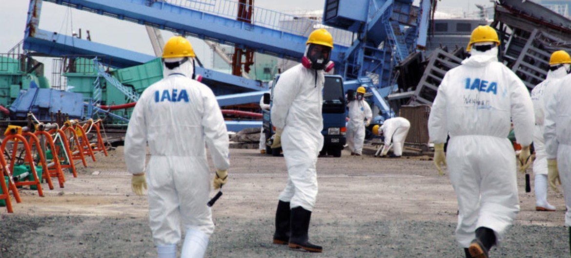 IAEA fact-finding team examines devastation at the Fukushima Daiichi Nuclear Power Plant in May 2011. Photo: IAEA/Greg Webb