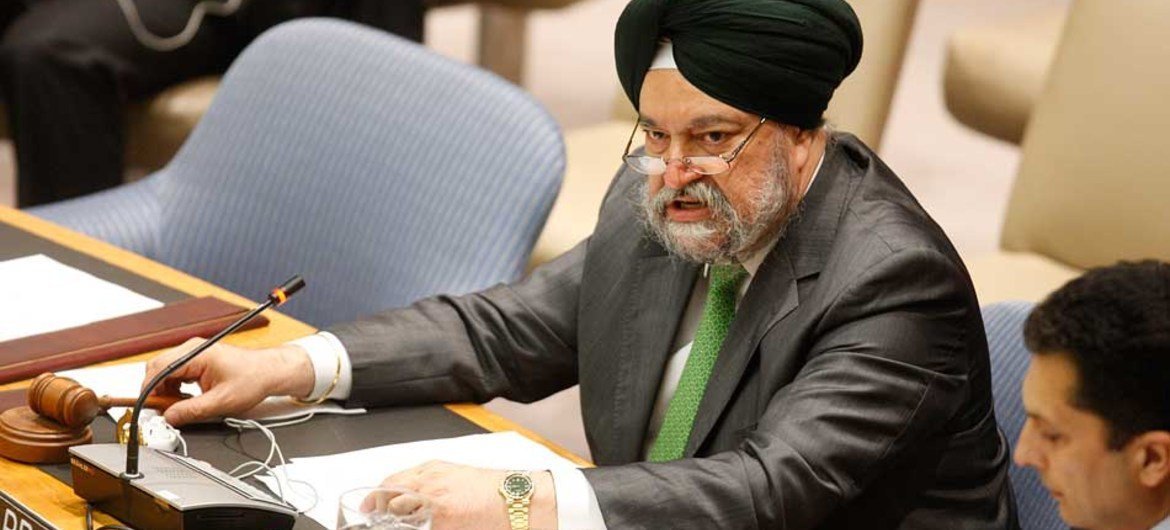 Le Président du Conseil de sécurité pour le mois d'août, Hardeep Singh Puri.