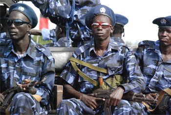 South Sudan police officers on the streets of Juba