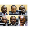 (En haut, de gauche à droite) : William Samoei Ruto, Henry Kiprono Kosgey, Joshua Arap Sang. (En bas, de gauche à droite) : Francis Kirimi Muthaura, Uhuru Muigai Kenyatta, Mohamed Hussein Ali.