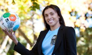 UNDP Goodwill Ambassador Marta Vieira da Silva, a Brazilian national, is known to her soccer fans as Marta.
