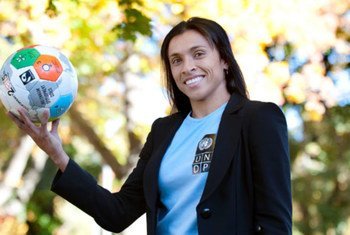 UNDP Goodwill Ambassador Marta Vieira da Silva, a Brazilian national, is known to her soccer fans as Marta.