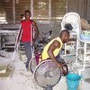 Disabled workers at a chalk factory in Ghana's capital, Accra.